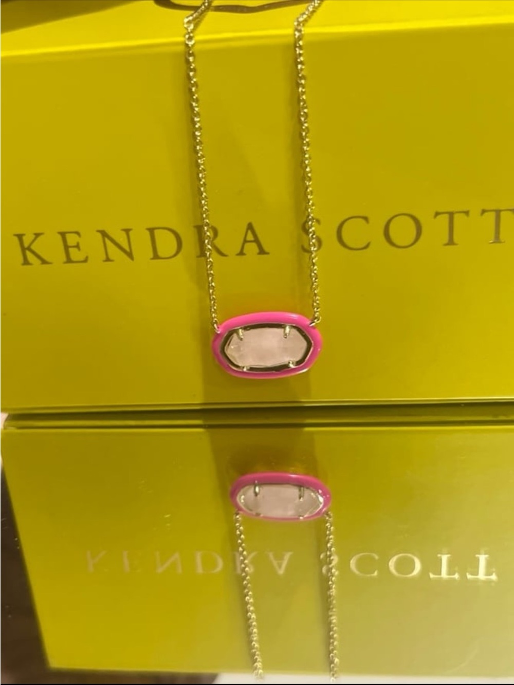 Kendra Scott Elisa Necklace Pink Stone Gold Chain